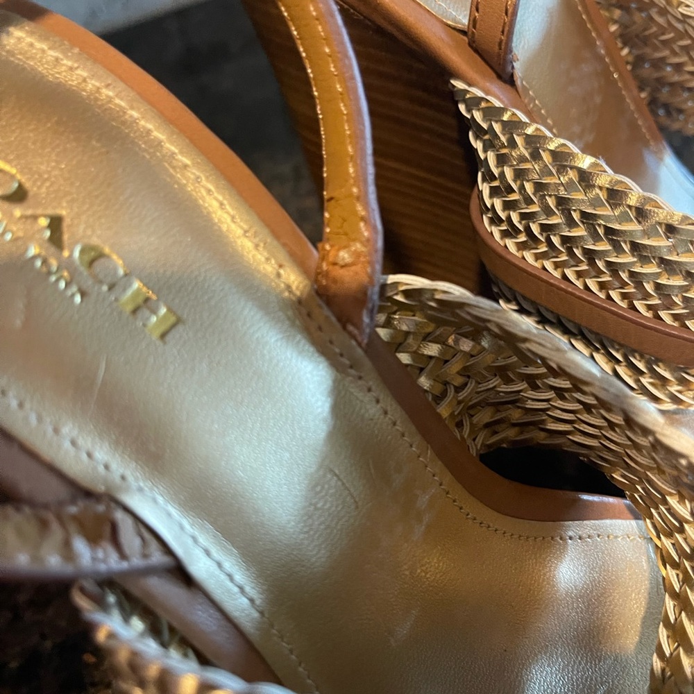 New Coach ginger/ gold wedges .Signature logo . - Picture 6 of 12